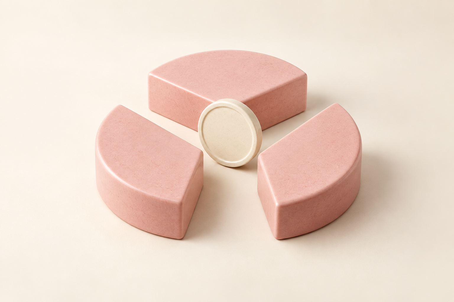 Tre pink kiler i en opdelt cirkel