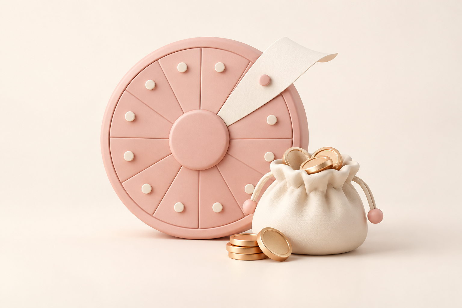 Pink kalenderhjul ved møntpose