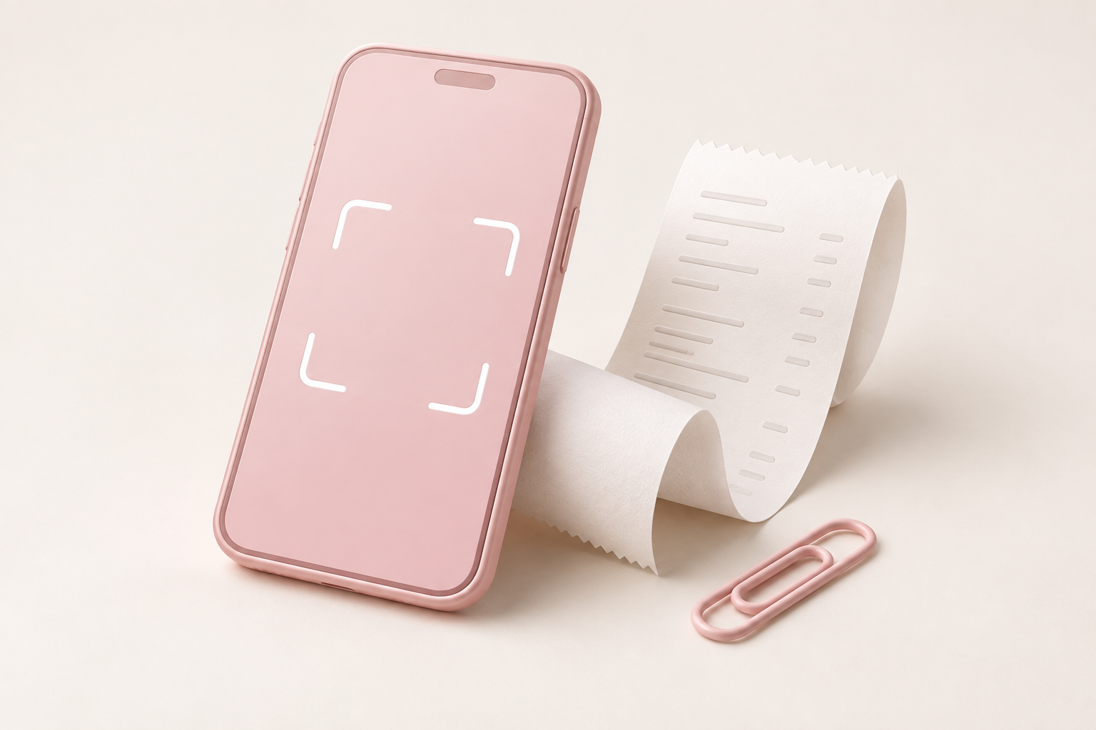 Pink mobil med scanningramme over en kvittering